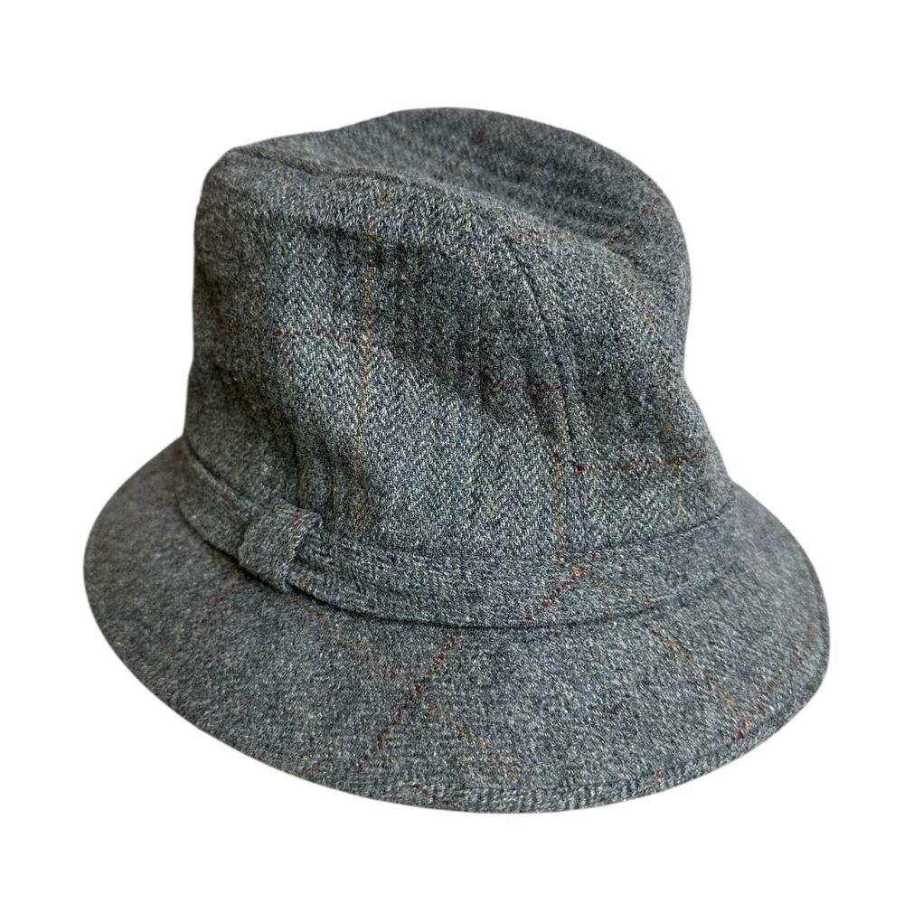 Vintage Harvard Custom Tailored Fedora Hat Mens Medium Gray Tweed